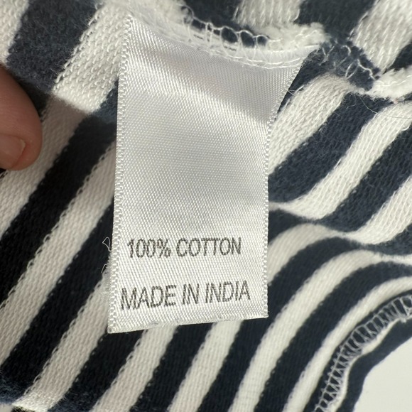 Frame Forever Knit Blazer Jacket Womens L White Black Striped Cotton Notch Lapel - Picture 3 of 5